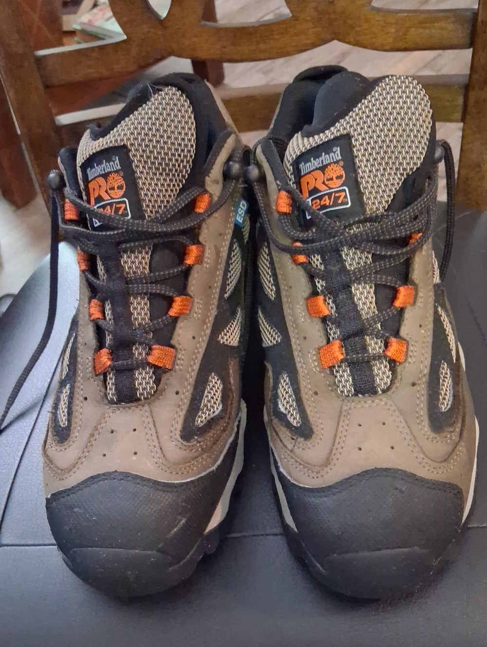 Timberland PRO Men's Brown, Black and Orange Work Athletic Shoes. Steel Toe.12W.